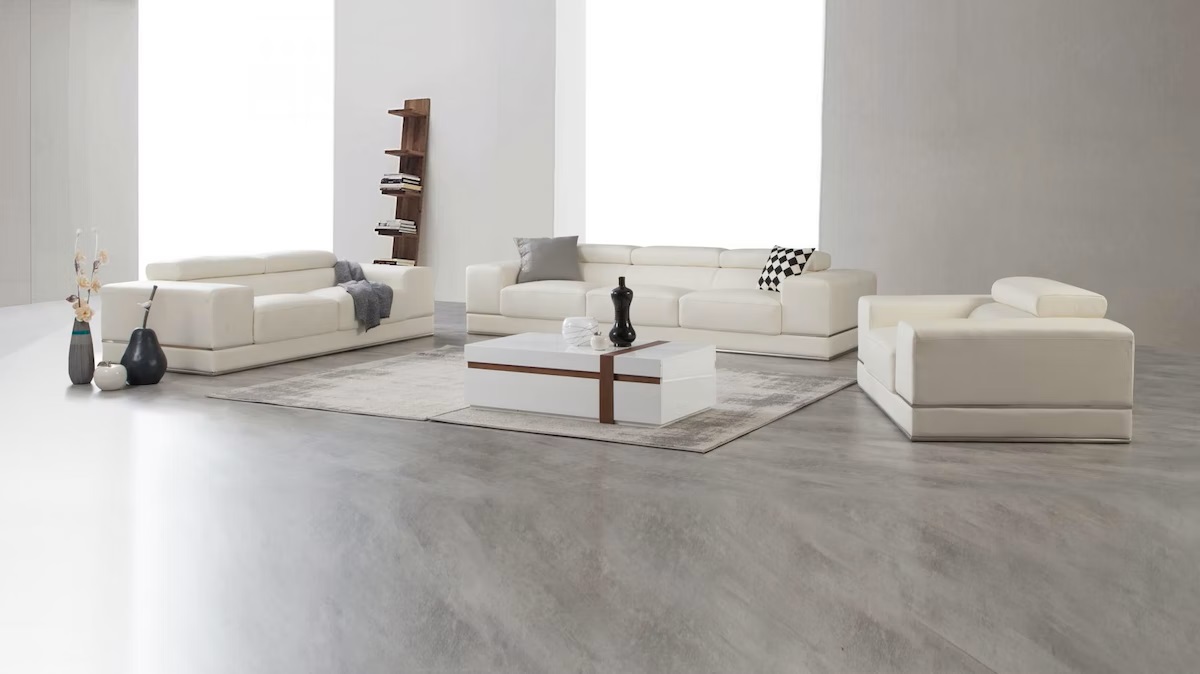 white leather sofas